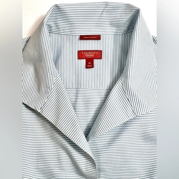 TALBOTS Women’s Haberdashery Petites Sleeveless Blue Stripe Button‎ Down Size 4P - Picture 3 of 13